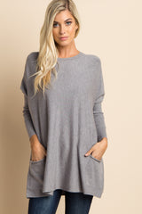 Heather Grey Pocketed Dolman Sleeve Maternity Top