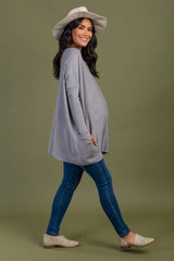 Heather Grey Pocketed Dolman Sleeve Maternity Top