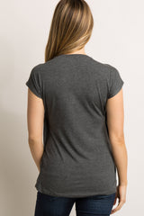 Charcoal Grey Layered Wrap Front Maternity/Nursing Top