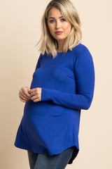 Royal Blue Basic Long Sleeve Maternity Top