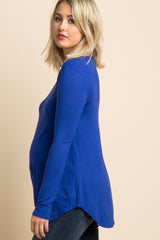 Royal Blue Basic Long Sleeve Maternity Top