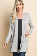 Heather Grey Solid Maternity Cardigan