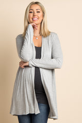 Heather Grey Solid Maternity Cardigan