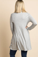 Heather Grey Solid Maternity Cardigan