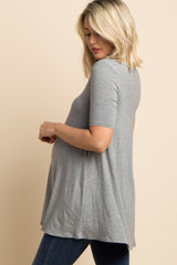 Heather Grey Basic Short Sleeve Maternity Top