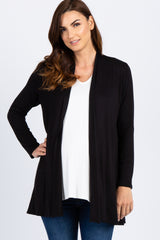 Black Solid Maternity Cardigan