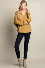 Camel Open Knot Back Dolman Sleeve Sweater