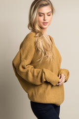 Camel Open Knot Back Dolman Sleeve Sweater