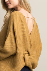 Camel Open Knot Back Dolman Sleeve Sweater