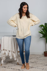 Ivory Open Knot Back Dolman Sleeve Sweater