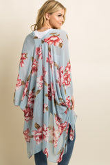 Light Blue Floral Chiffon Draped Cover Up