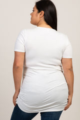 PinkBlush White Basic V-Neck Fitted Plus Maternity Top