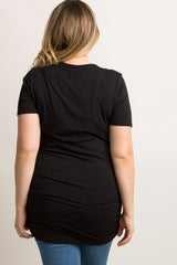PinkBlush Black Basic V-Neck Fitted Plus Maternity Top
