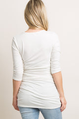 PinkBlush White V-Neck 3/4 Sleeve Fitted Maternity Top