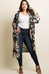 PinkBlush Green Floral Chiffon Long Maternity Plus Cover Up