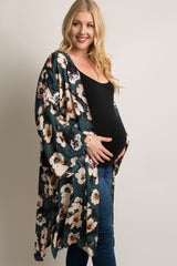PinkBlush Green Floral Chiffon Long Maternity Plus Cover Up