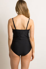 PinkBlush Black Mesh Panel One-Piece Maternity Swimsuit