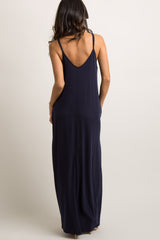 Navy Blue Solid Cami Maxi Dress