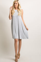 Heather Grey Sleeveless High Neck Swing Dress