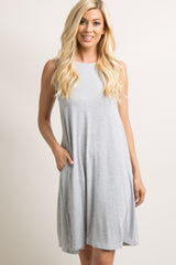 Heather Grey Sleeveless High Neck Swing Dress