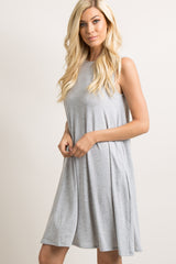 Heather Grey Sleeveless High Neck Swing Dress