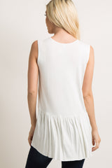 Ivory Peplum Back Tank Top