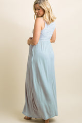 PinkBlush Sage Green Lace Overlay Top Maternity Maxi Dress