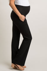PinkBlush Black Solid Boot Cut Maternity Pants
