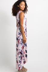 Light Pink Sleeveless Hi-Low Hem Wrap Maxi Dress