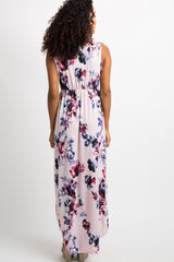 Light Pink Sleeveless Hi-Low Hem Wrap Maxi Dress