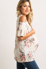 Ivory Floral Cold Shoulder Maternity Top