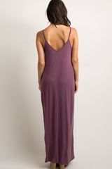 Purple Solid Cami Maxi Dress