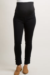 Black Layered Frayed Hem Maternity Jeans