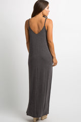 Charcoal Solid Cami Maternity Maxi Dress