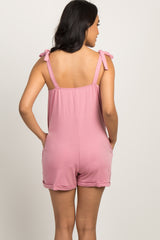 PinkBlush Light Pink Shoulder Tie Maternity Sleep Romper