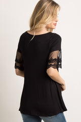 Black Lace Short Sleeve Top