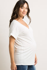 Ivory Solid Pocket Maternity Top