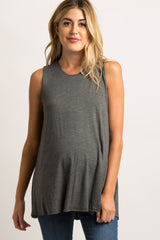 Charcoal Grey Peplum Back Maternity Tank Top