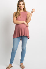 Mauve Peplum Back Maternity Tank Top