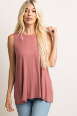 Mauve Peplum Back Maternity Tank Top