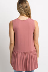 Mauve Peplum Back Maternity Tank Top