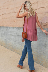 Mauve Peplum Back Tank Top