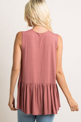 Mauve Peplum Back Tank Top