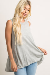 Heather Grey Peplum Back Maternity Tank Top