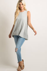 Heather Grey Sleeveless Peplum Back Top