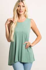 Green Peplum Back Maternity Tank Top