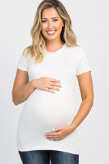 PinkBlush Ivory Ruffle Neckline Maternity Top