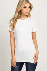 PinkBlush Ivory Ruffle Neckline Maternity Top