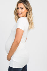 PinkBlush Ivory Ruffle Neckline Maternity Top