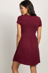 PinkBlush Burgundy Solid Crochet Trim Shift Dress